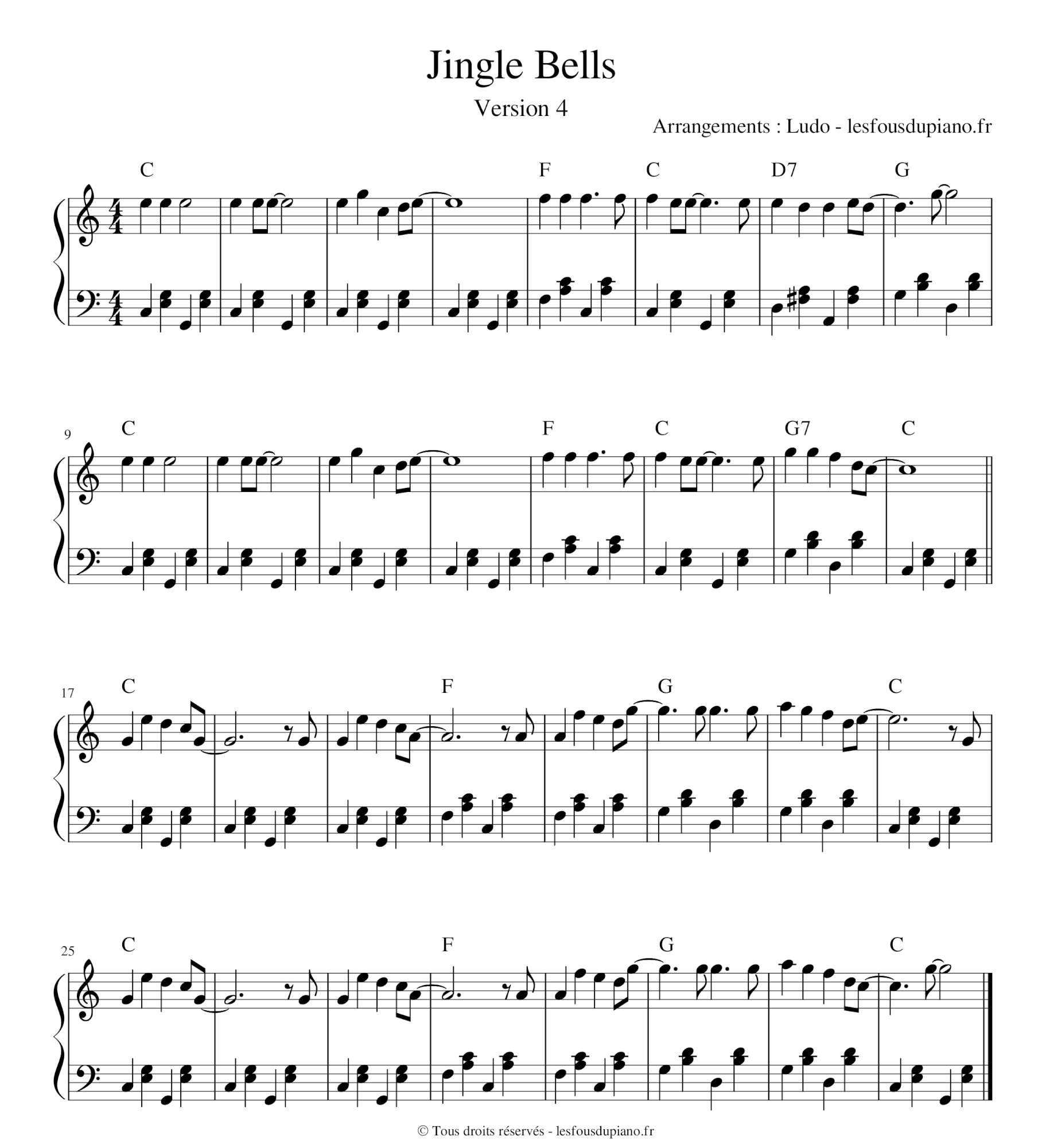 Jingle bells - ragtime - partition